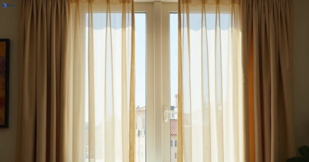 Dull dusty drapes in logan-central before professional cleaning